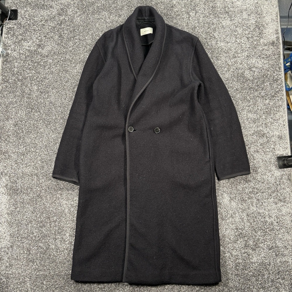 Aritzia Wilfred Merino Wool Long Overcoat Womens XS Black Button Closure Pockets